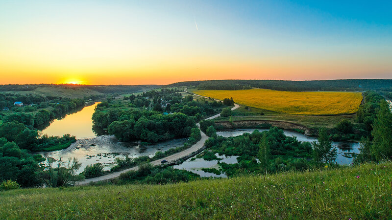 River Valley at Sunset — Green
