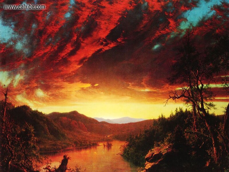 River Valley at Sunset — Red