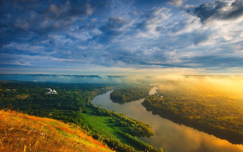 River Valley Landscape — Blue, Dramatic, Morning