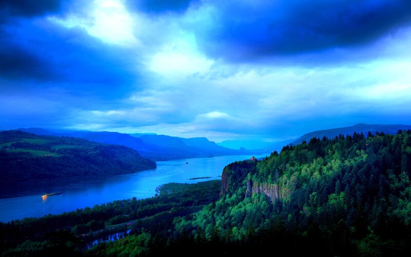 River Valley Landscape — Blue, Dramatic