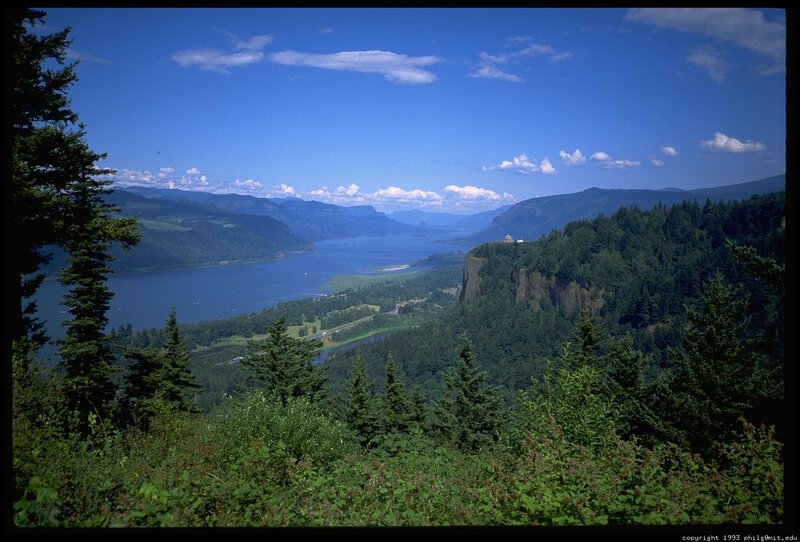 River Valley Landscape — Blue, Serene, Afternoon, Photograph, Trees