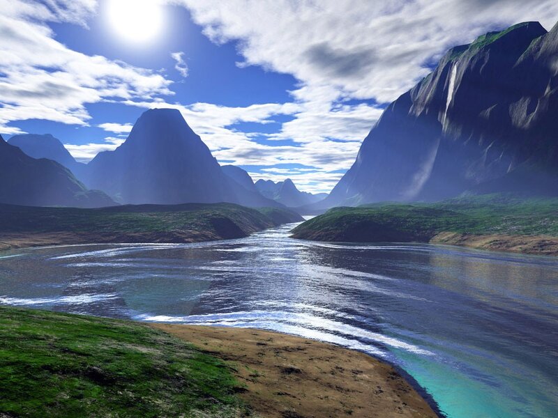 River Valley Landscape — Blue, Serene, Afternoon