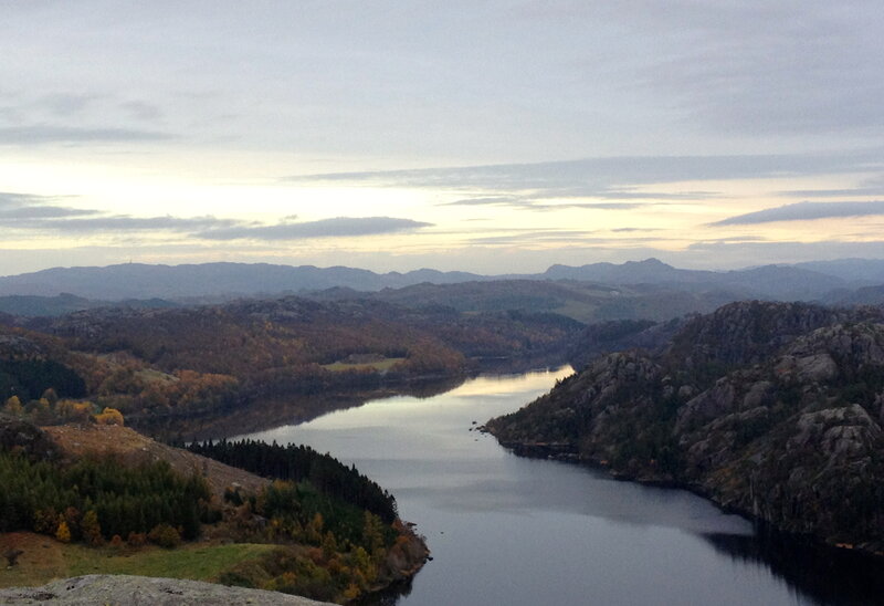 River Valley Landscape — Blue, Serene, Autumn, Photograph