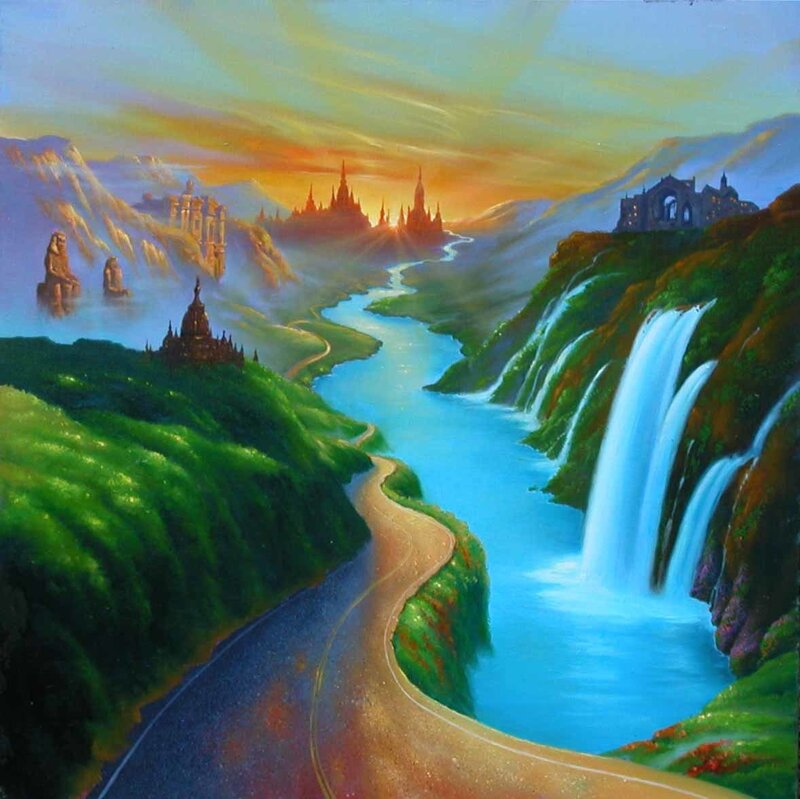 River Valley Landscape — Blue, Serene