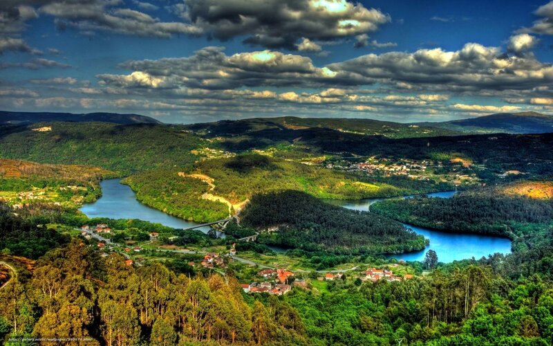 River Valley Landscape — Green, Dramatic, Afternoon, Photograph, Bridge