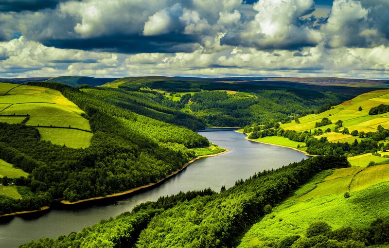 River Valley Landscape — Green, Dramatic, Afternoon, Photograph, Hills, Forest