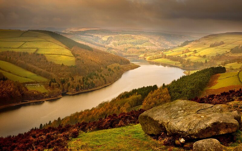 River Valley Landscape — Green, Dramatic, Autumn