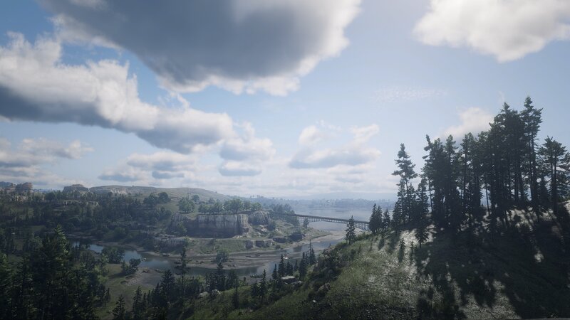 River Valley Landscape — Green, Serene, Afternoon, 3d Render, Trees
