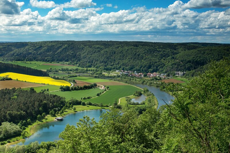 River Valley Landscape — Green, Serene, Afternoon, Photograph, Fields, Forest