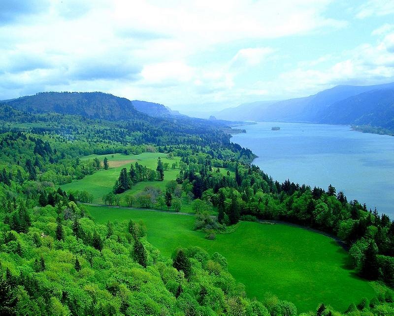 River Valley Landscape — Green, Serene, Afternoon, Photograph, Hills