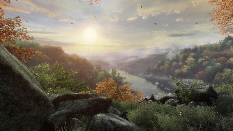 River Valley Landscape — Green, Serene, Sunset, 3d Render