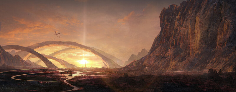 River Valley Landscape — Orange, Dramatic