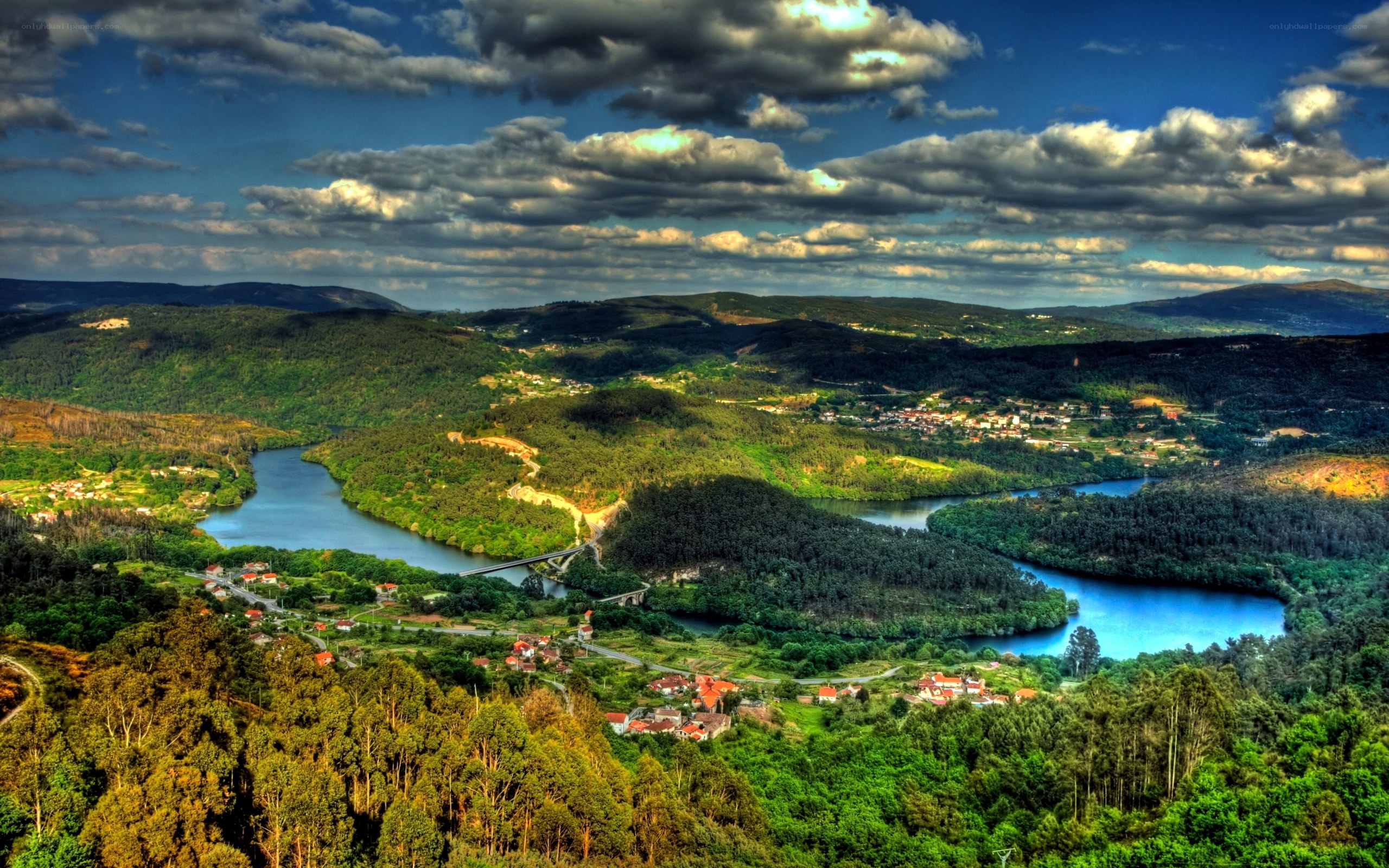 River valley landscape with bridge