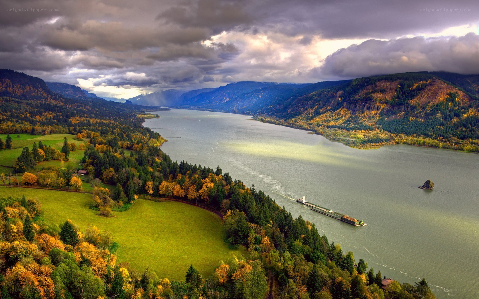 River valley with autumn foliage
