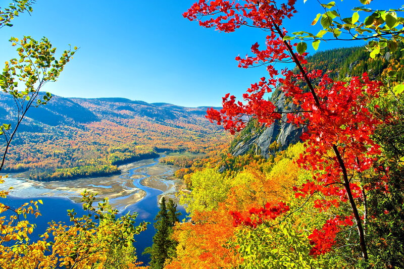 River Valley with Autumn Trees — Red
