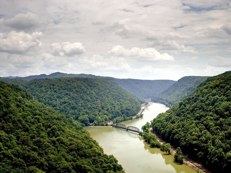 river valley with bridge