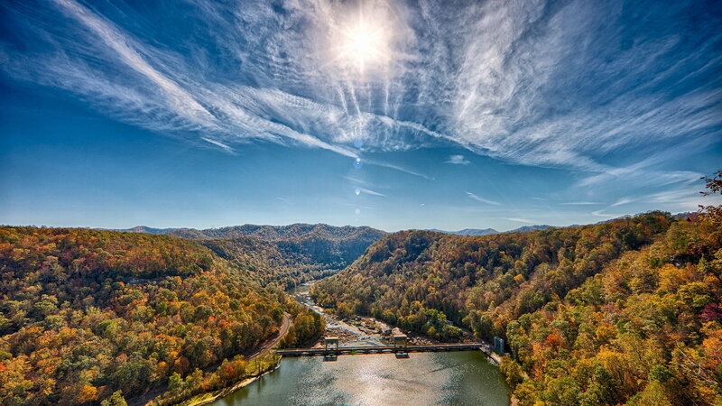 River Valley with Dam — Blue, Serene