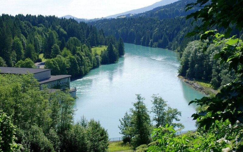 river valley with dam
