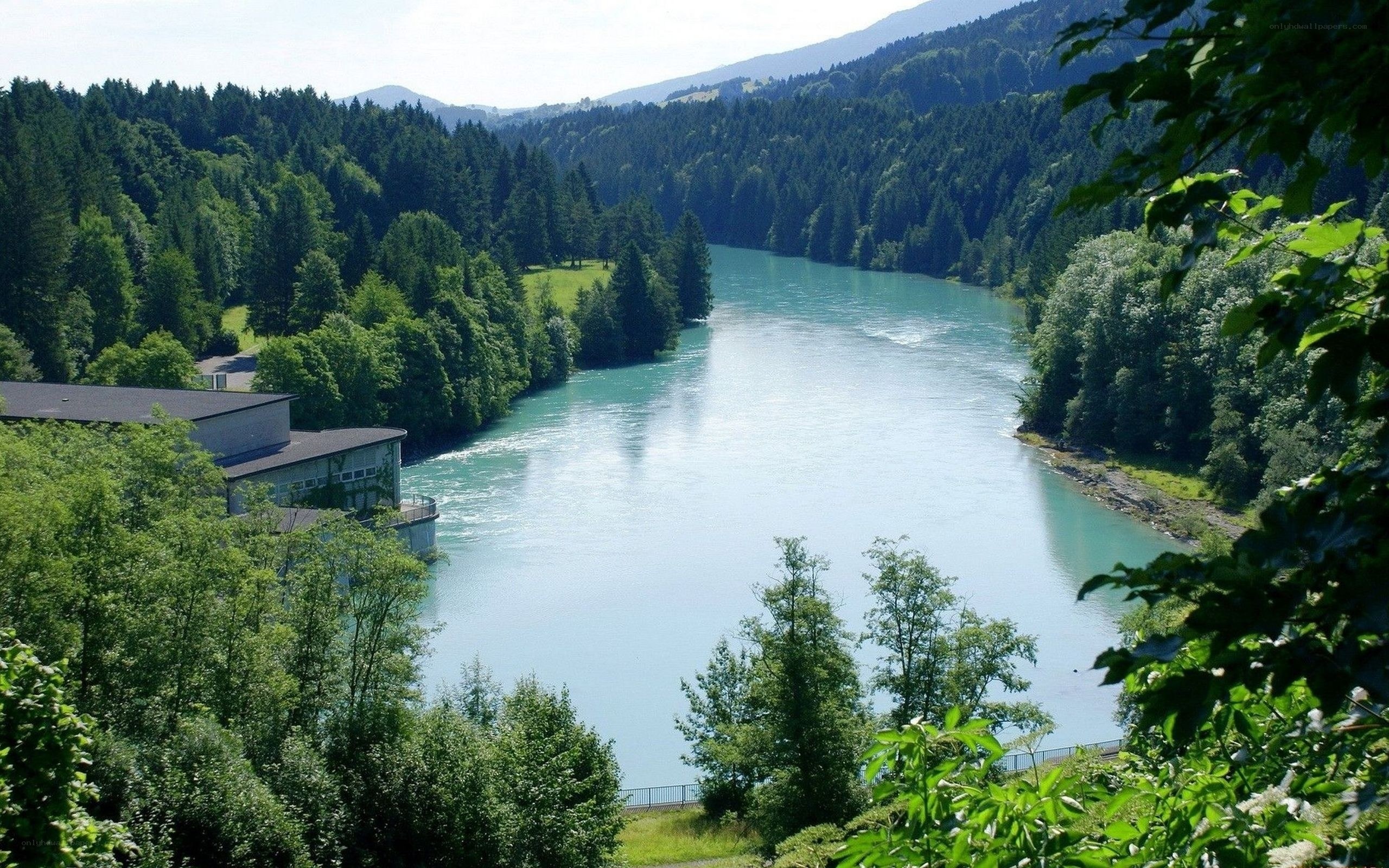river valley with dam