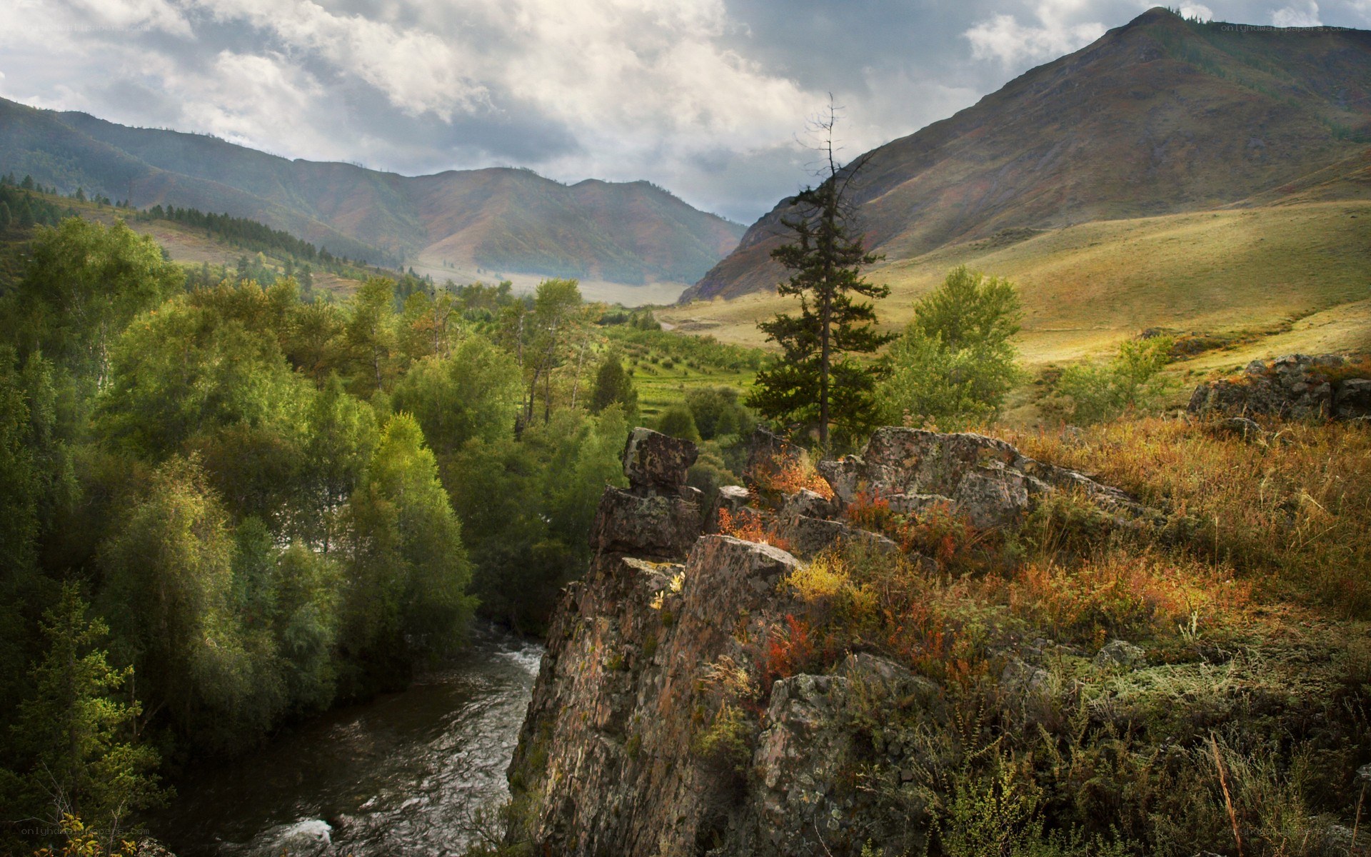 River valley with mountains