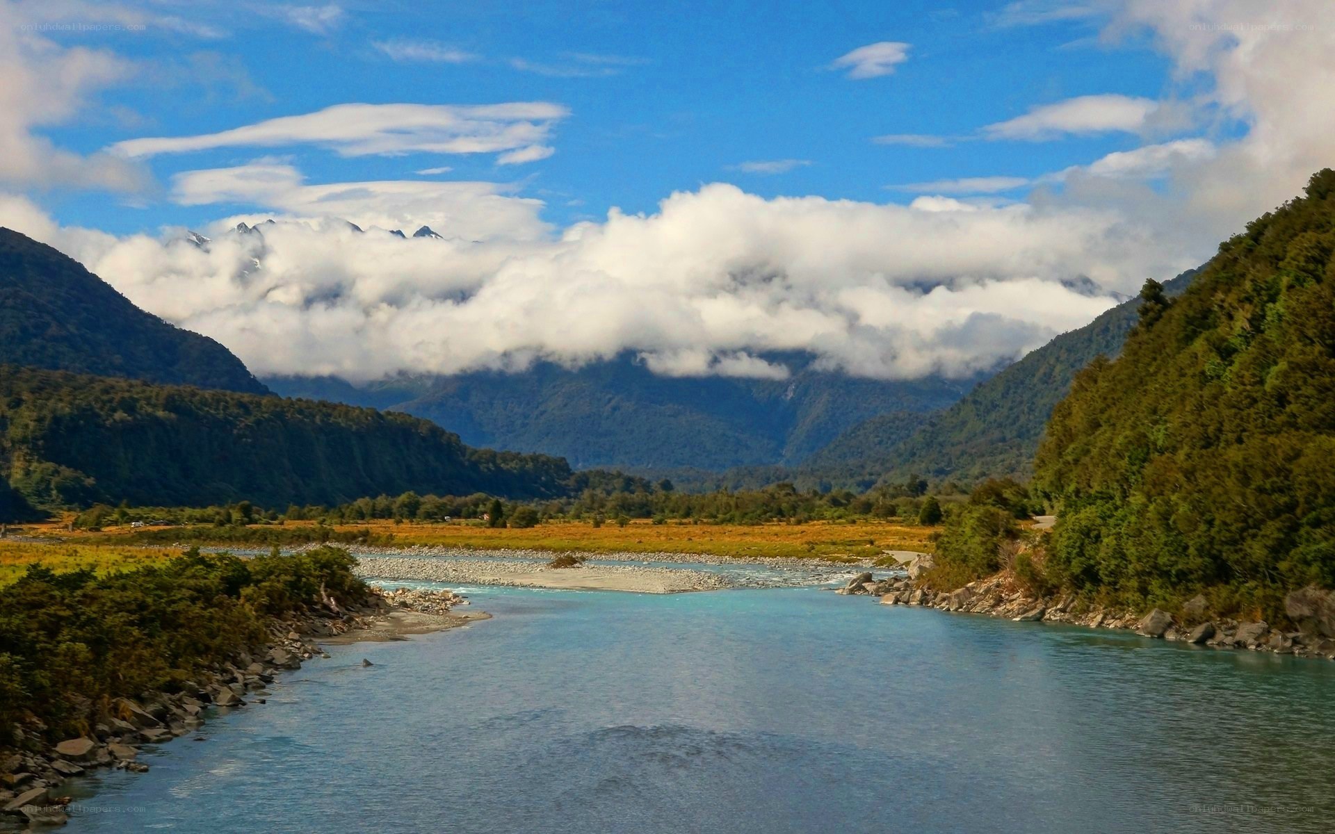 River valley with mountains