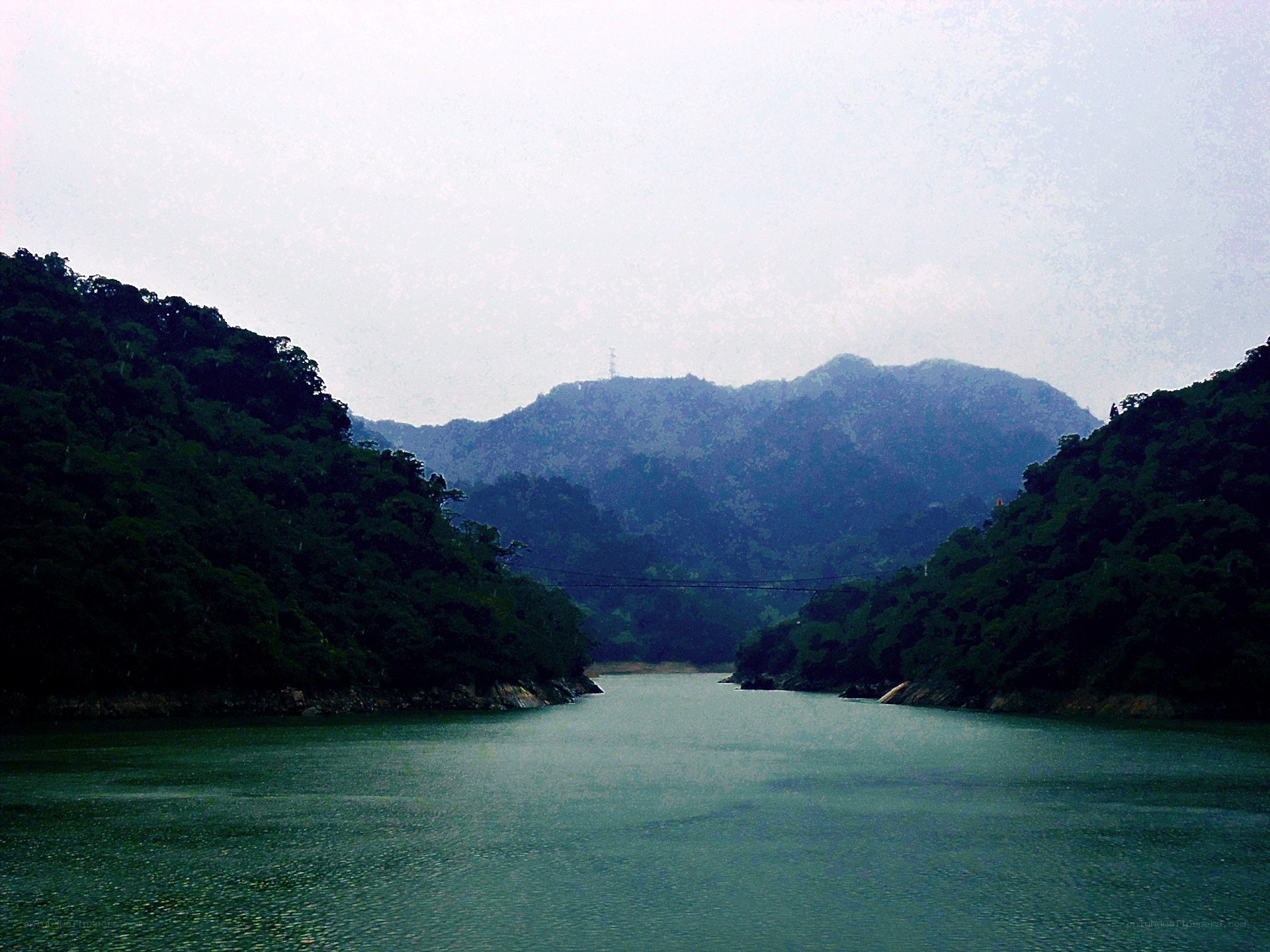 river valley with mountains