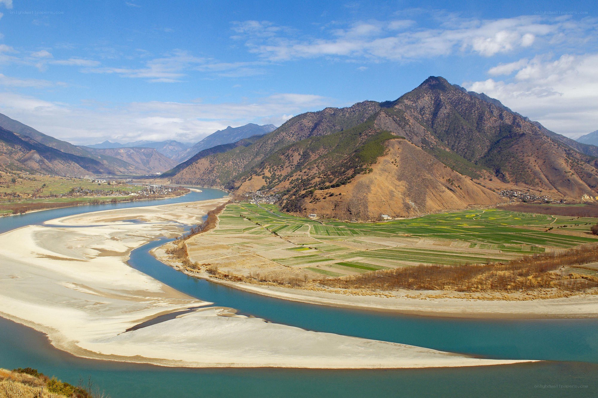 river valley with mountains