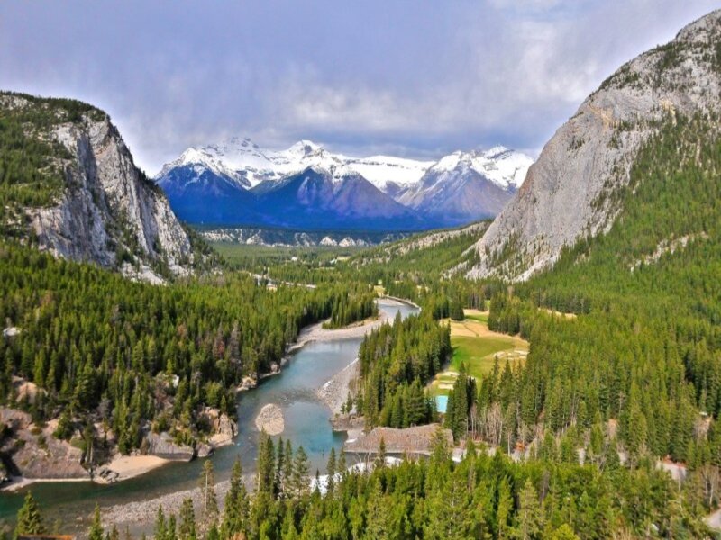 River Valley with Mountains — Green