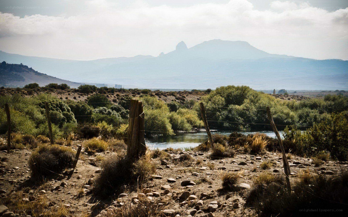 River valley with mountains in distance
