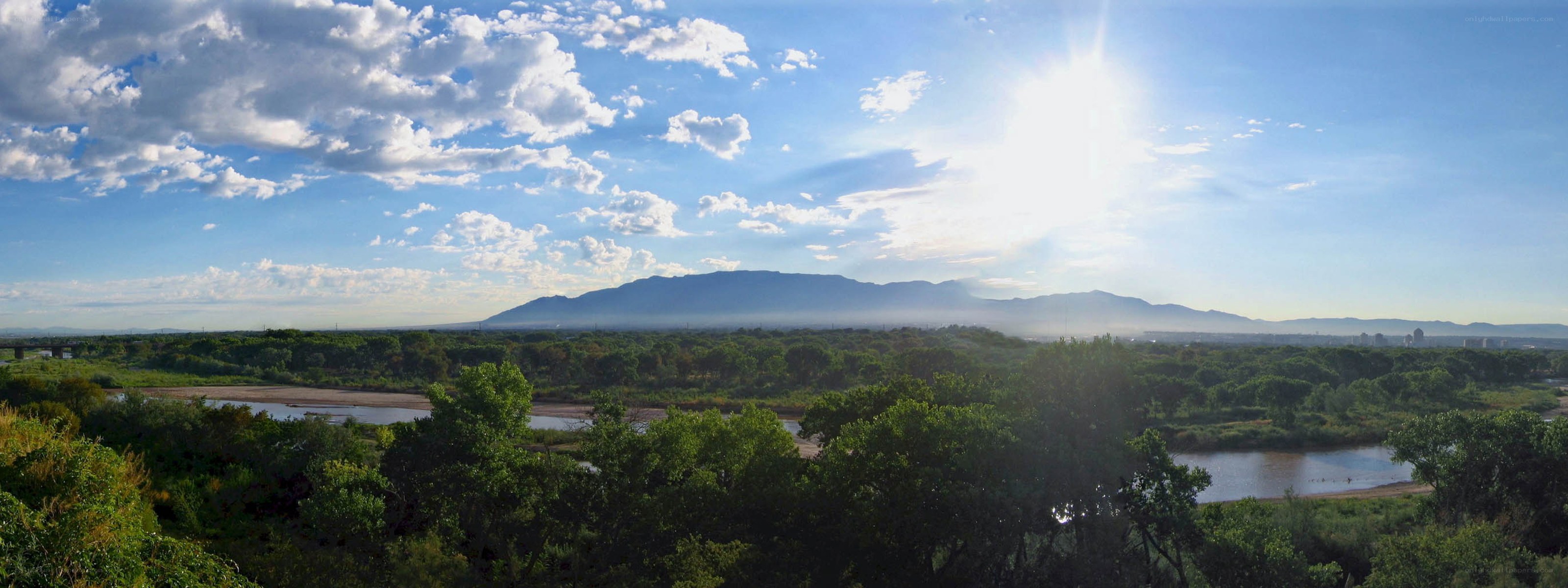 River valley with mountains in distance