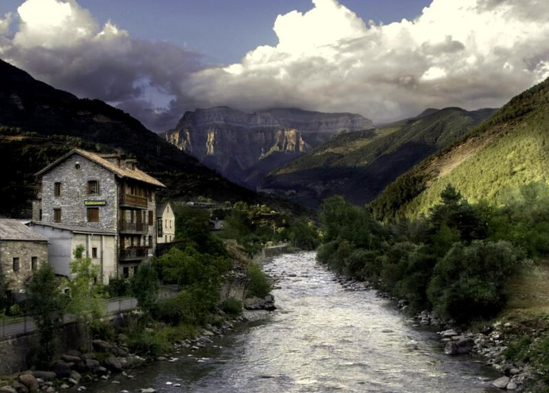 River valley with stone buildings