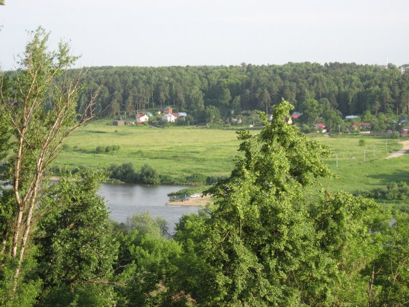 River valley with village