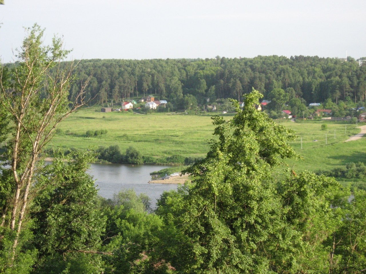 River valley with village