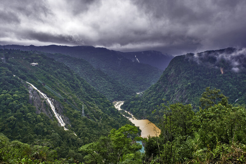 River Valley with Waterfall — Green