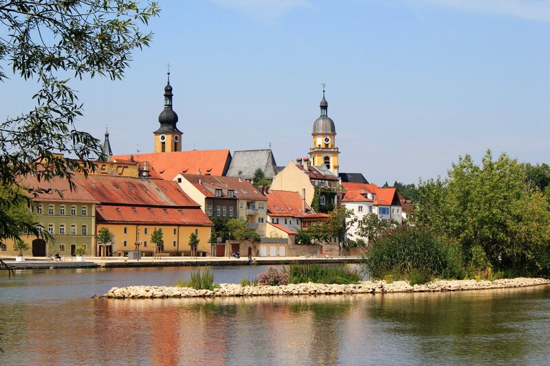 River view of a European town