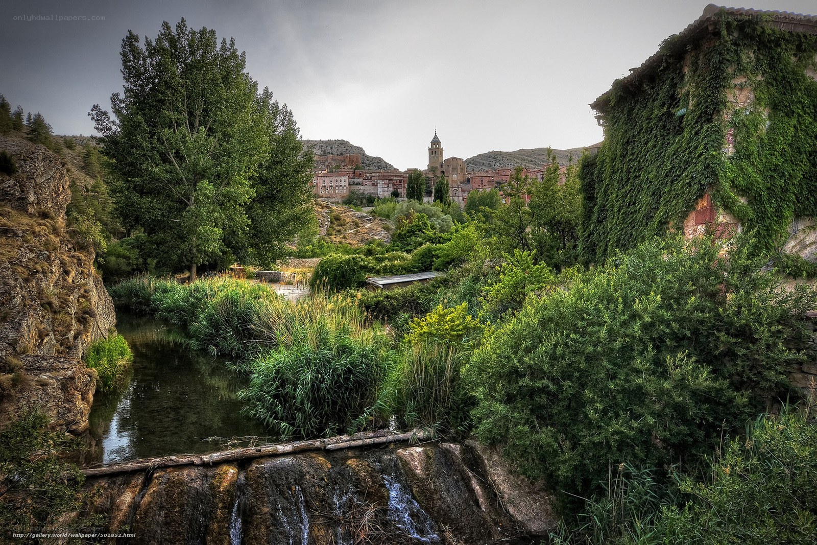 River view of a hillside town