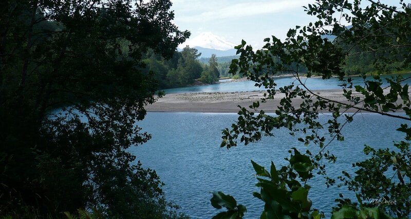 River view with mountain in distance