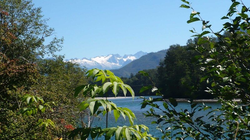 river view with snow-capped mountains