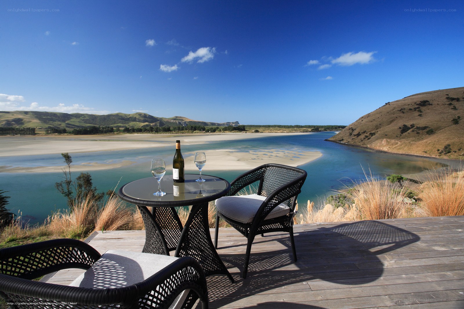 River view with wine setup