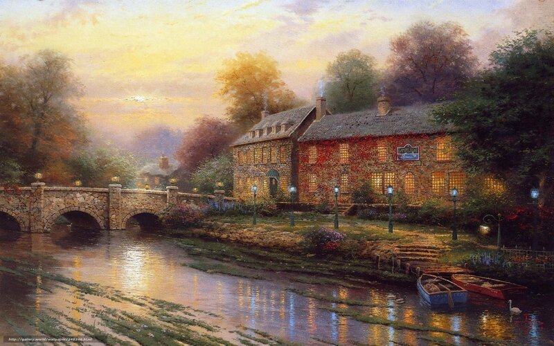 River village at dusk