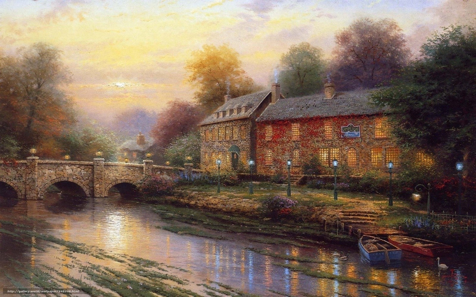 River village at dusk