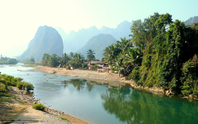 River village in mountainous region