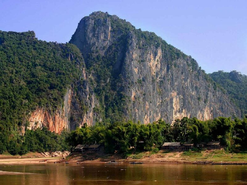 river village near limestone cliffs