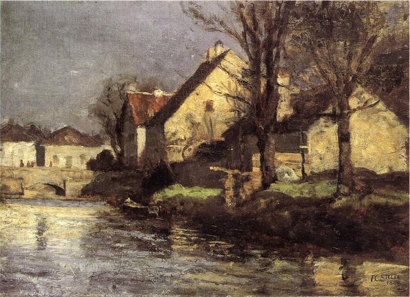River village scene painting