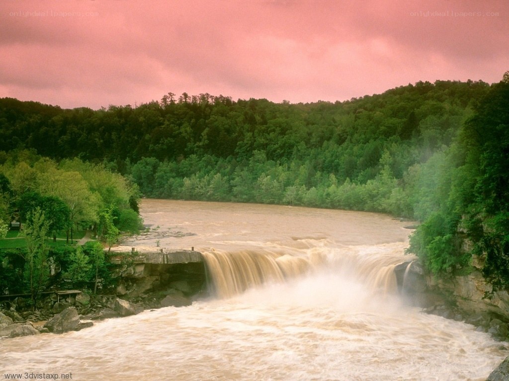river waterfall at dusk