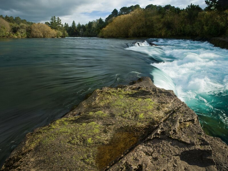 River Waterfall — Blue, Dramatic, Afternoon, Photograph, Rocks