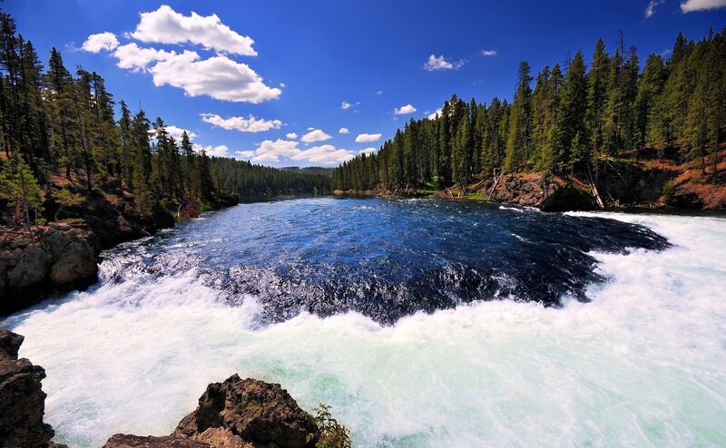 River Waterfall — Blue, Dramatic, Afternoon, Photograph