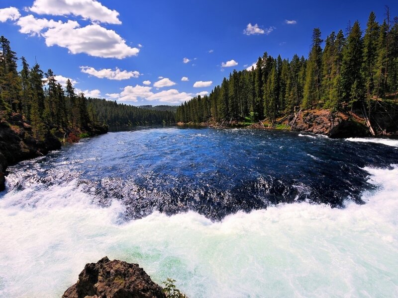 River Waterfall — Blue, Serene, Afternoon, Photograph
