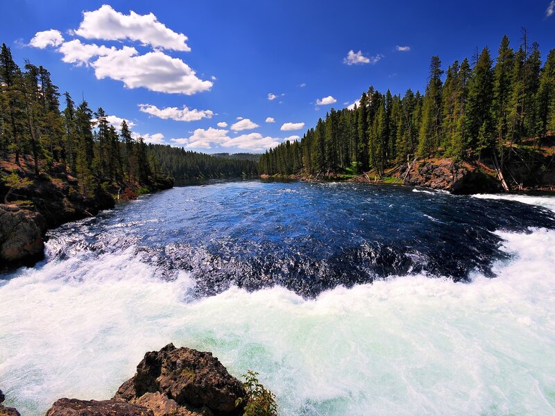 River Waterfall — Blue, Serene, Afternoon