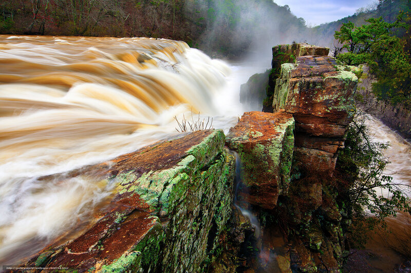River Waterfall — Brown, Dramatic, Photograph, Rocks